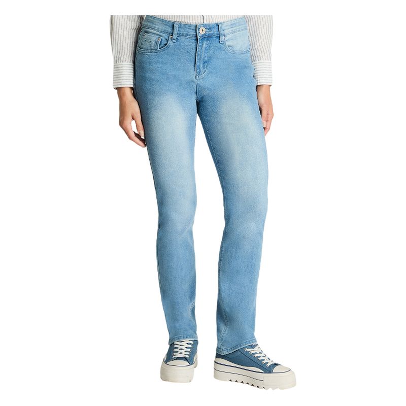 CURVI - Jeans Tiro Alto Recto 1 Boton Celeste