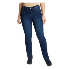 CURVI - Jeans Tiro Alto Recto 1 Boton Azul
