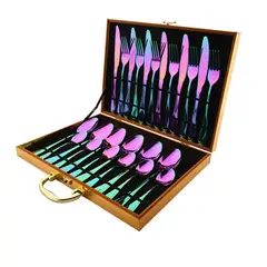 GENERICO - Set cubiertos de Lujo 24 Piezas Tornasol