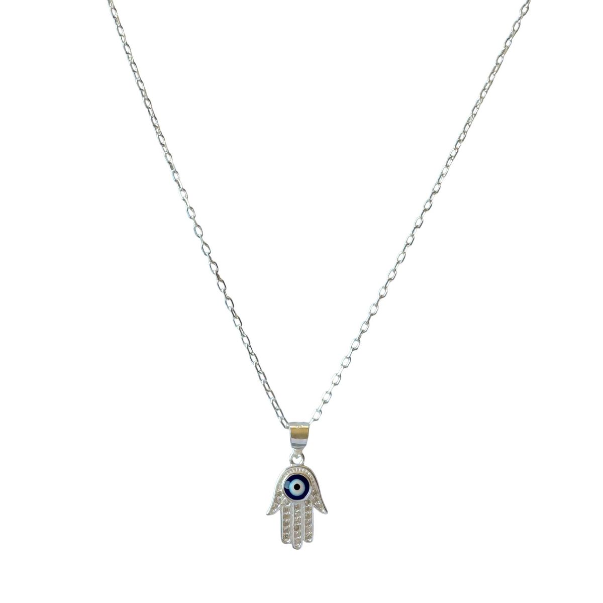 COGGIOLA - Collar Mano De Fátima Ojo Turco Plata Fina 925