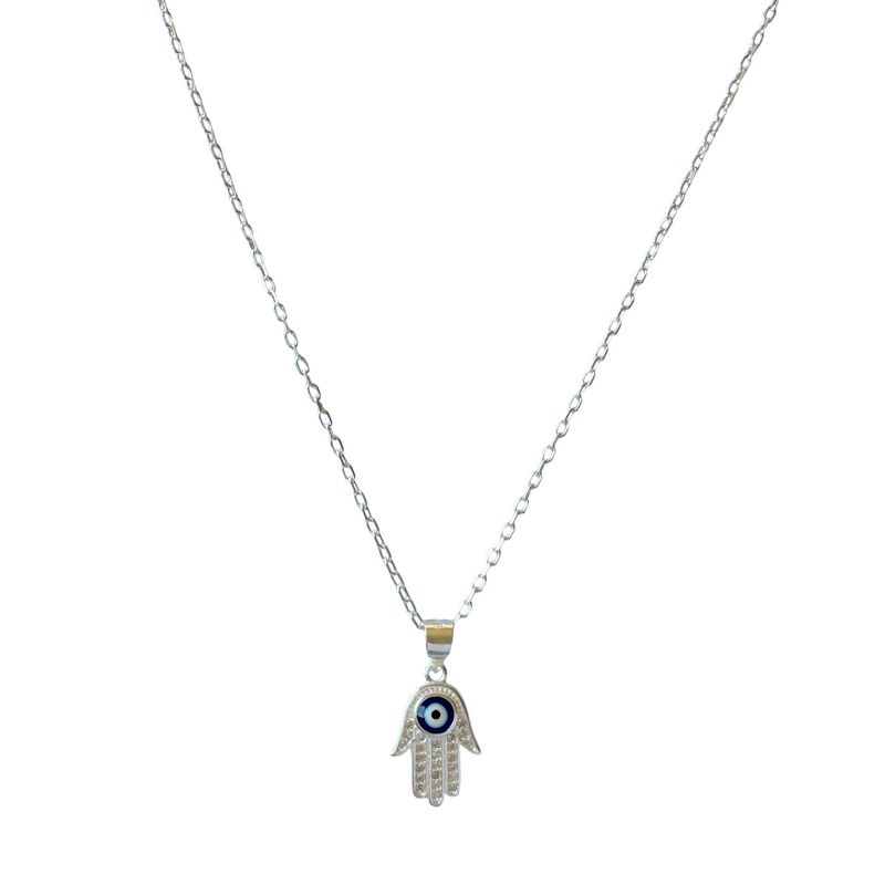 ANDREA COGGIOLA JOYAS - Collar Mano De Fátima Ojo Turco Plata Fina 925