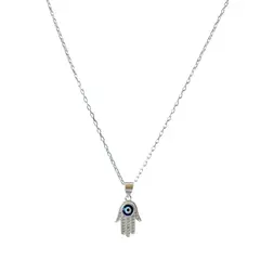 ANDREA COGGIOLA JOYAS - Collar Mano De Fátima Ojo Turco Plata Fina 925