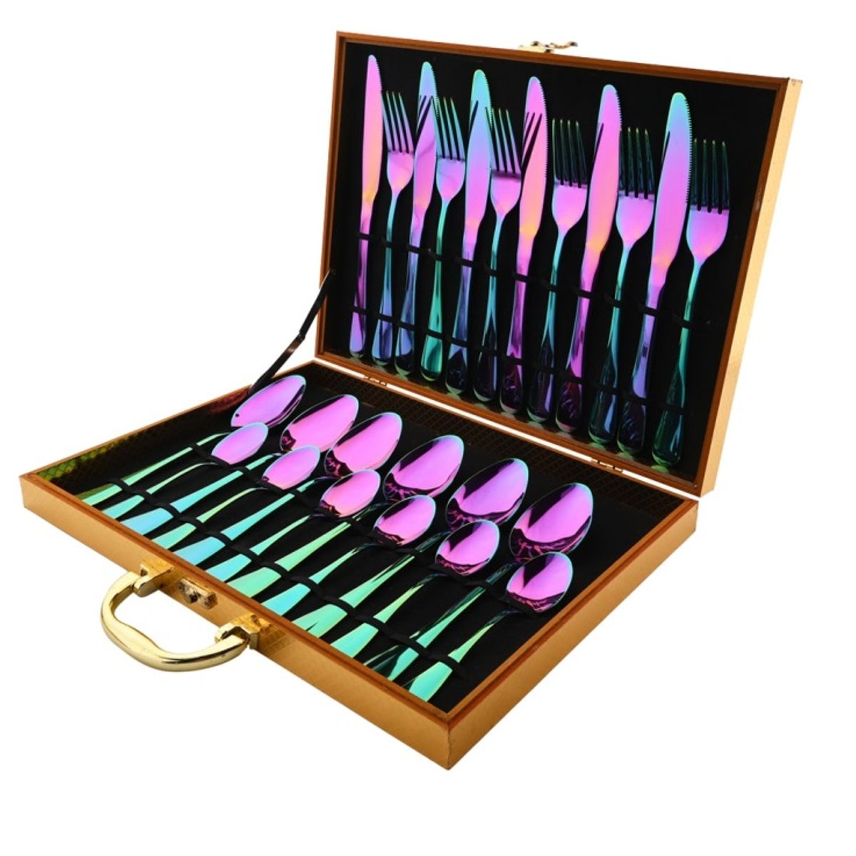 GENERICO - Set cubiertos de Lujo 24 Piezas Tornasol