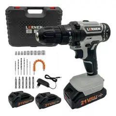 LERNEN - Kit Taladro Destornillador Inalámbrico 21v + 2batería