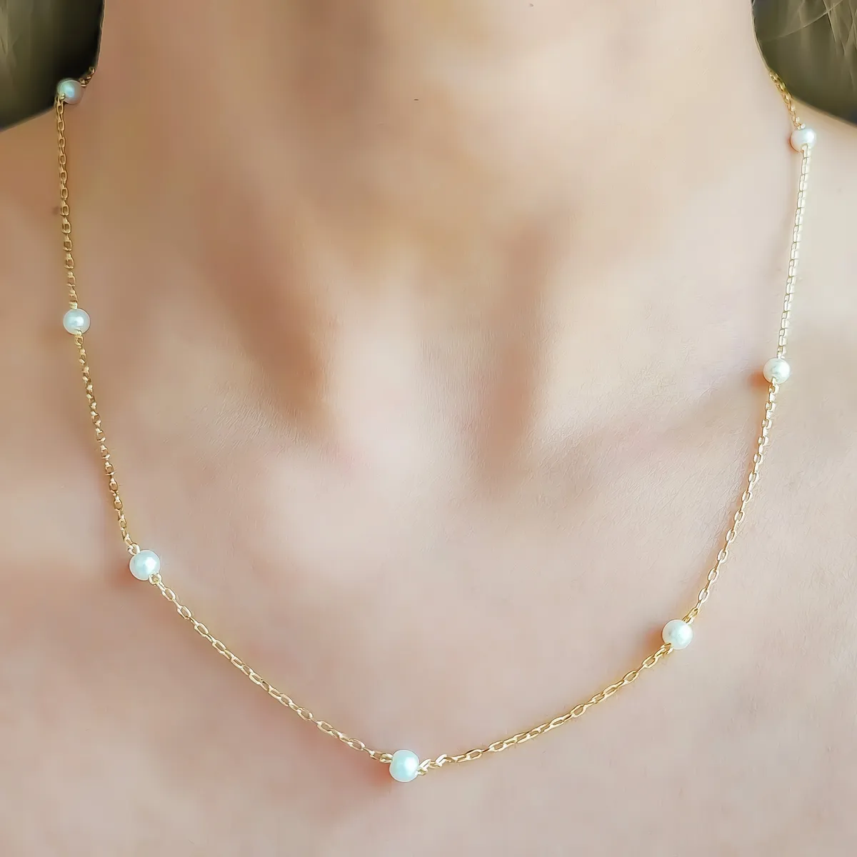 COGGIOLA - Collar Perla Sintética Elia Enchapado Oro 18K