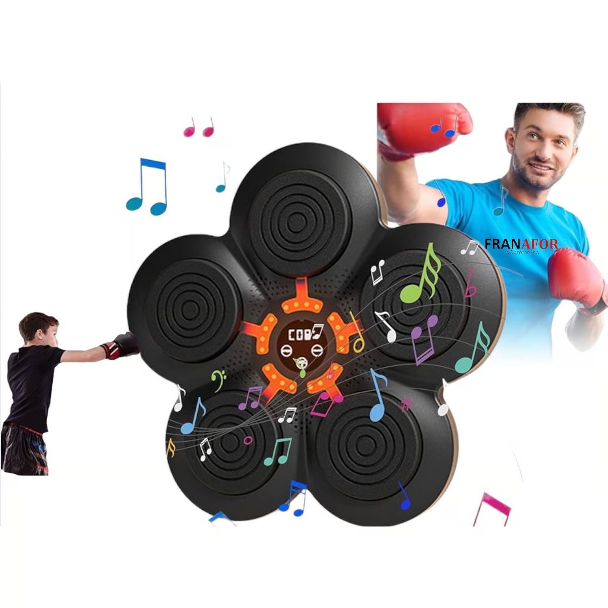 BASKO FITNESS - Maquina de Boxeo Musical Smart Boxing Con guantes Box Lite