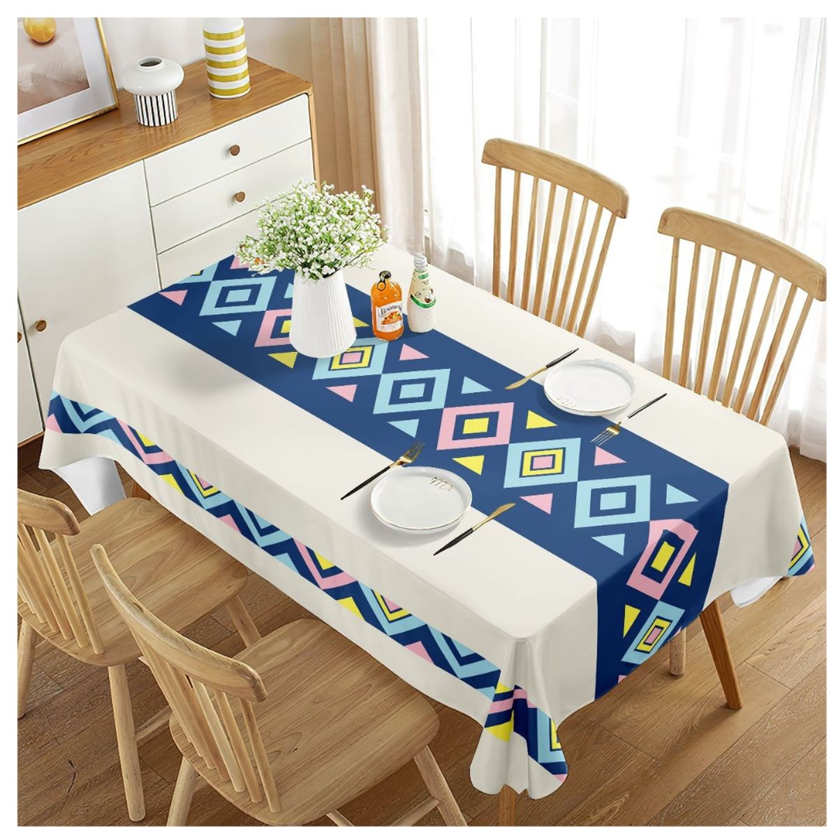 GENERICO - Mantel Rectangular Antimanchas Moderno Nórdico 220x140cm