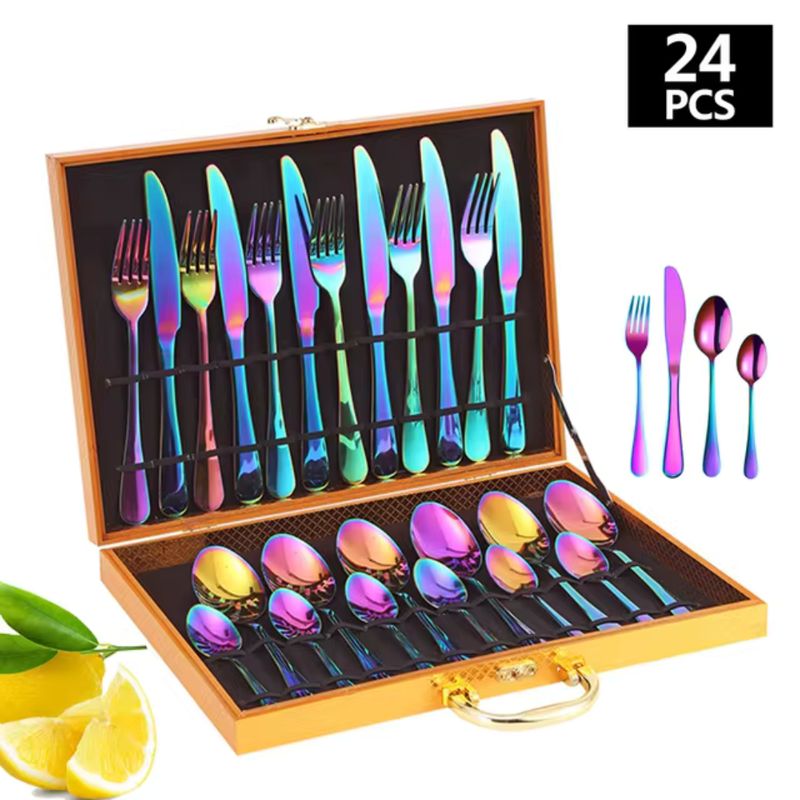 GENERICO - Set cubiertos de Lujo 24 Piezas Tornasol