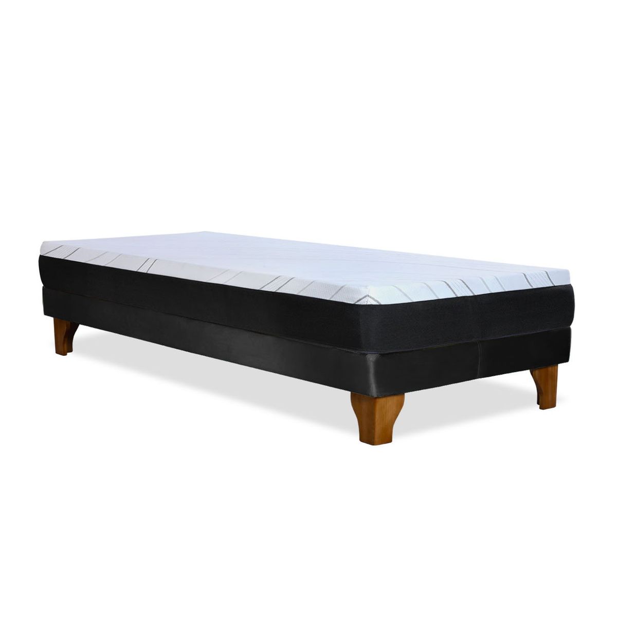 LATAM HOME - Cama Europea Zen Pro Colchon Resortes 1.5 Plaza Base Dividida Tela Negro
