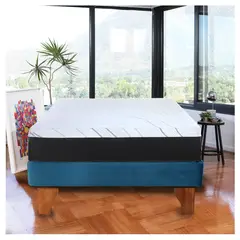 LATAM HOME - Cama Europea 1 1/2 Plazas Zen Pro 105x200 Cm Tela Azul Petroleo