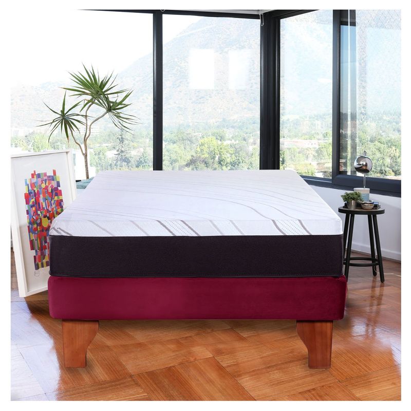 LATAM HOME - Cama Europea 1 1/2 Plazas Zen Pro 105x200 Cm Tela Burdeo
