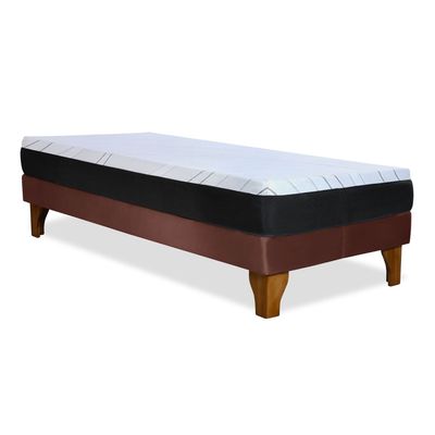 Imagen 2 del producto Cama Europea Zen Pro Colchon Resortes 1.5 Plaza Base Dividida Tela Café