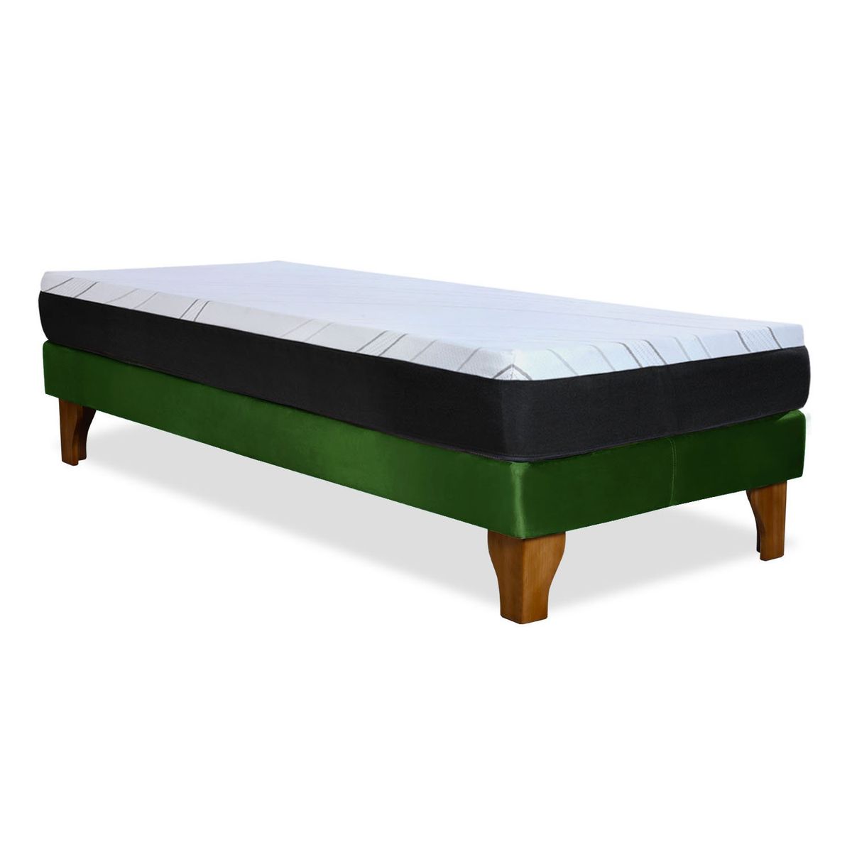 LATAM HOME - Cama Europea Zen Pro Colchon Resortes 1.5 Plaza Base Dividida Tela Verde