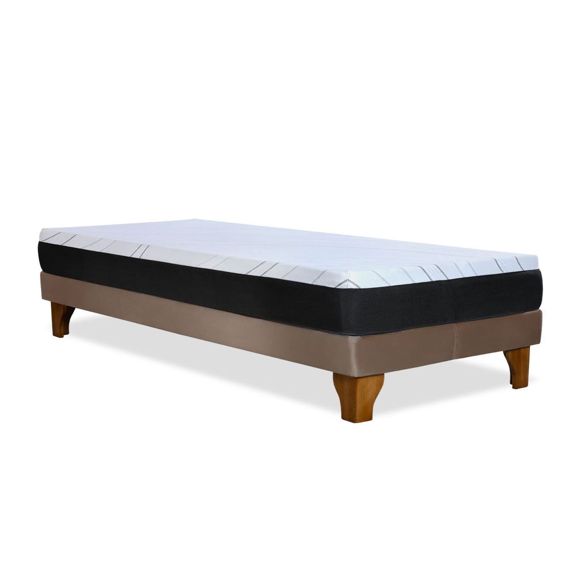 LATAM HOME - Cama Europea Zen Pro Colchon Resortes 1.5 Plaza Base Dividida Tela Beige