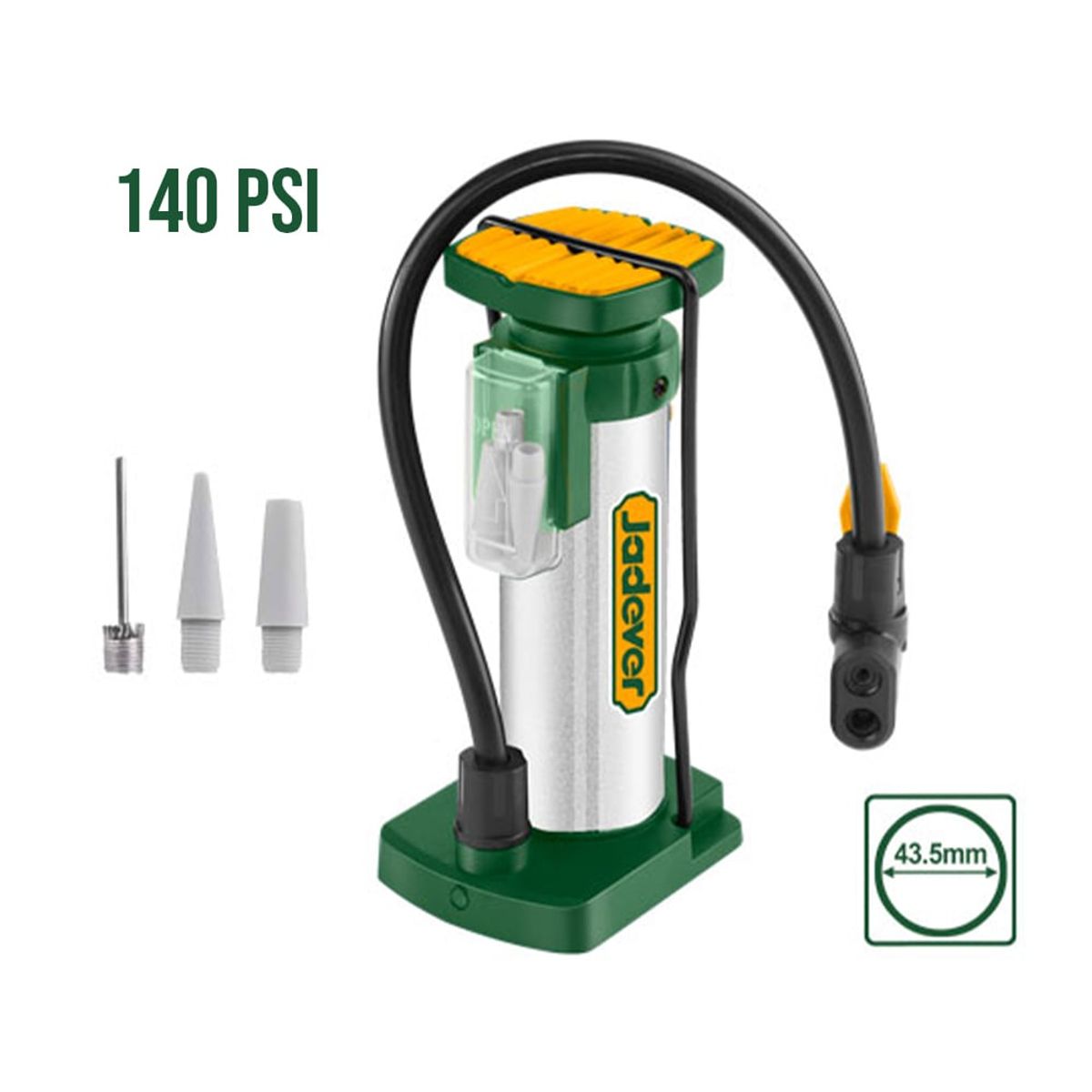 JADEVER - Bombín Inflador de Pie 140psi JADEVER