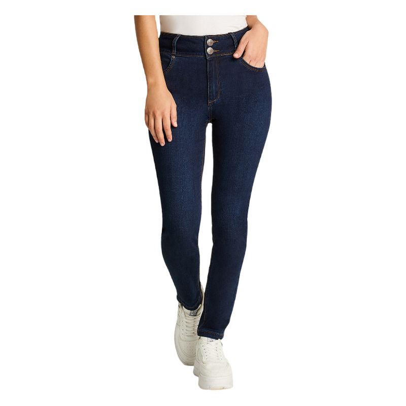 LORENZO DI PONTTI - Jeans Slim 5 Bolsillos Pretina Dos Botones Push Up Azul Marino