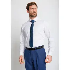 TRIAL - Camisa Hombre Formal Mezcla Algodón Fantasía Slim Dynamic Blanco