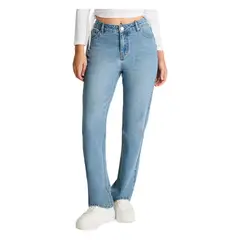 ACUARELA - Jeans Tiro Alto Recto Básico Celeste