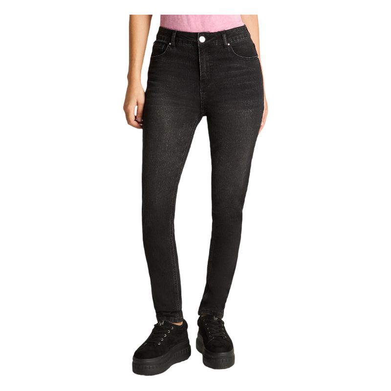 ACUARELA - Jeans Tiro Alto Skinny Negro