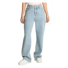 ACUARELA - Jeans Tiro Medio Wide Leg Celeste
