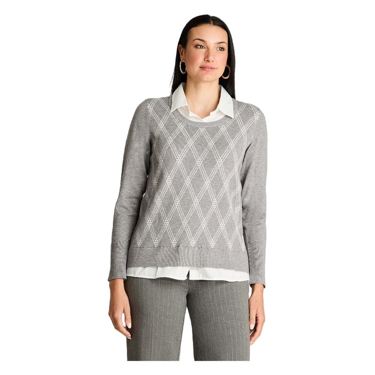 Sweater Manga Larga Twin Set Camisero Gris.