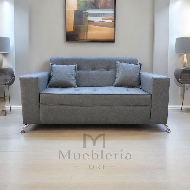 GENERICO - SOFA SOFIA  GRIS CLARO EN LINO 2 CUERPOS