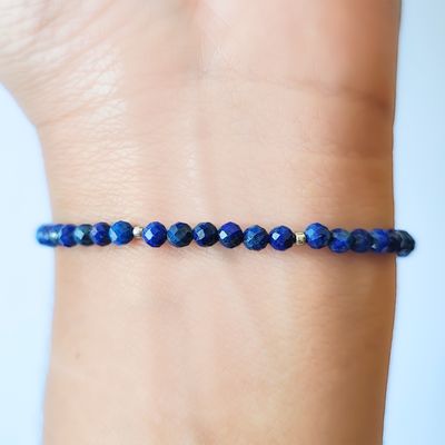 Imagen 2 del producto Pulsera Lapislázuli 3mm Facetada Plata Fina 925