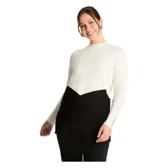 LORENZO DI PONTTI - Sweater Manga Larga Bitono Crudo
