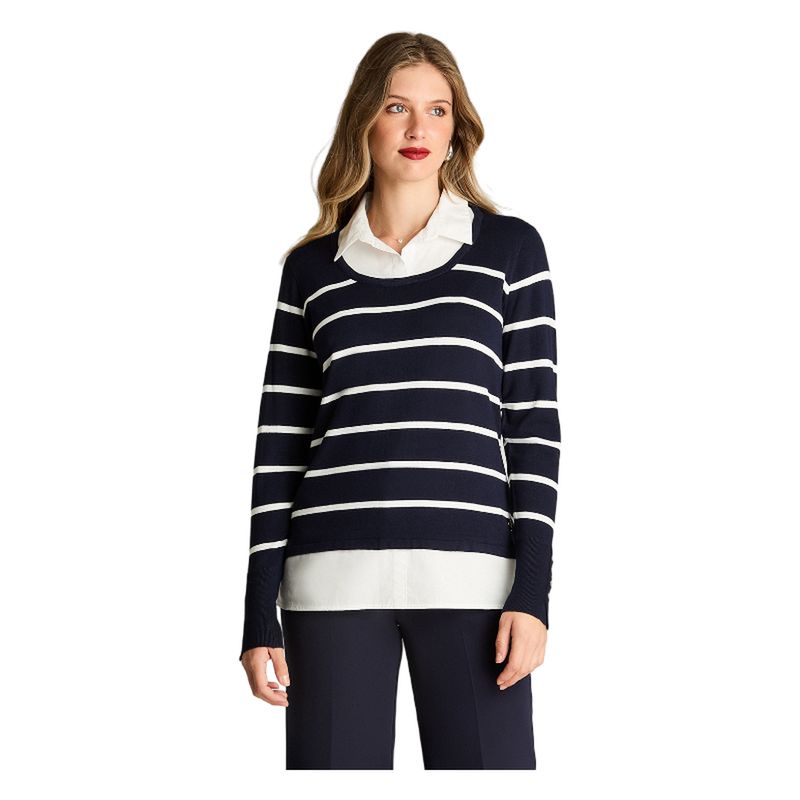 LORENZO DI PONTTI - Sweater Manga Larga Twin Set Camisero Azul