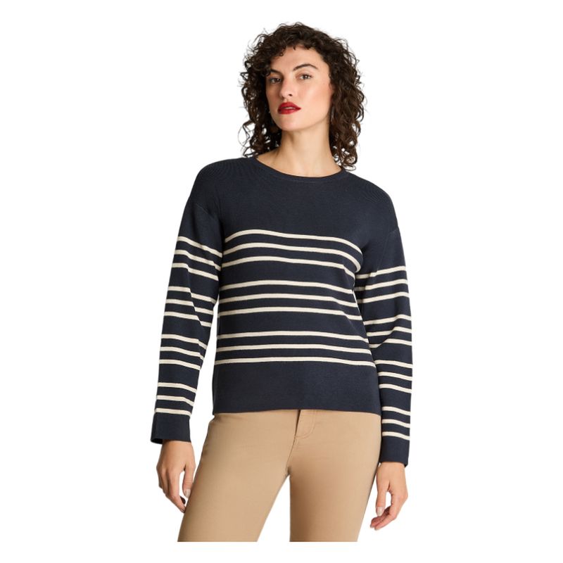 CURVI - Sweater Manga Larga Cuello Redondo Básico Azul