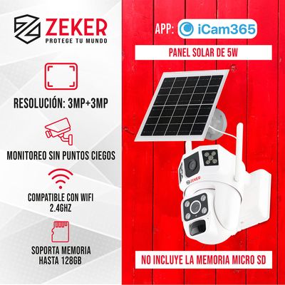 Imagen 2 del producto Camara De Seguridad Solar Vigilancia Doble 3MP Pack X2
