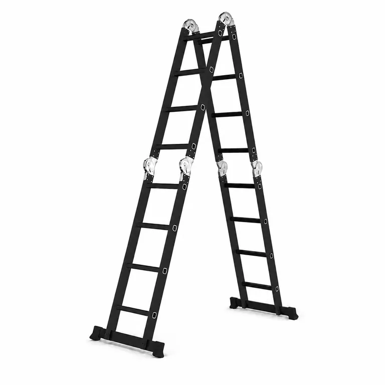 Escalera 4,6mt Profesional Heavy Duty 16 Peldanos Negra