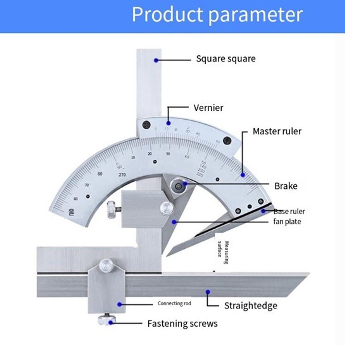 GENERICO - Goniometro protractor 320° universal