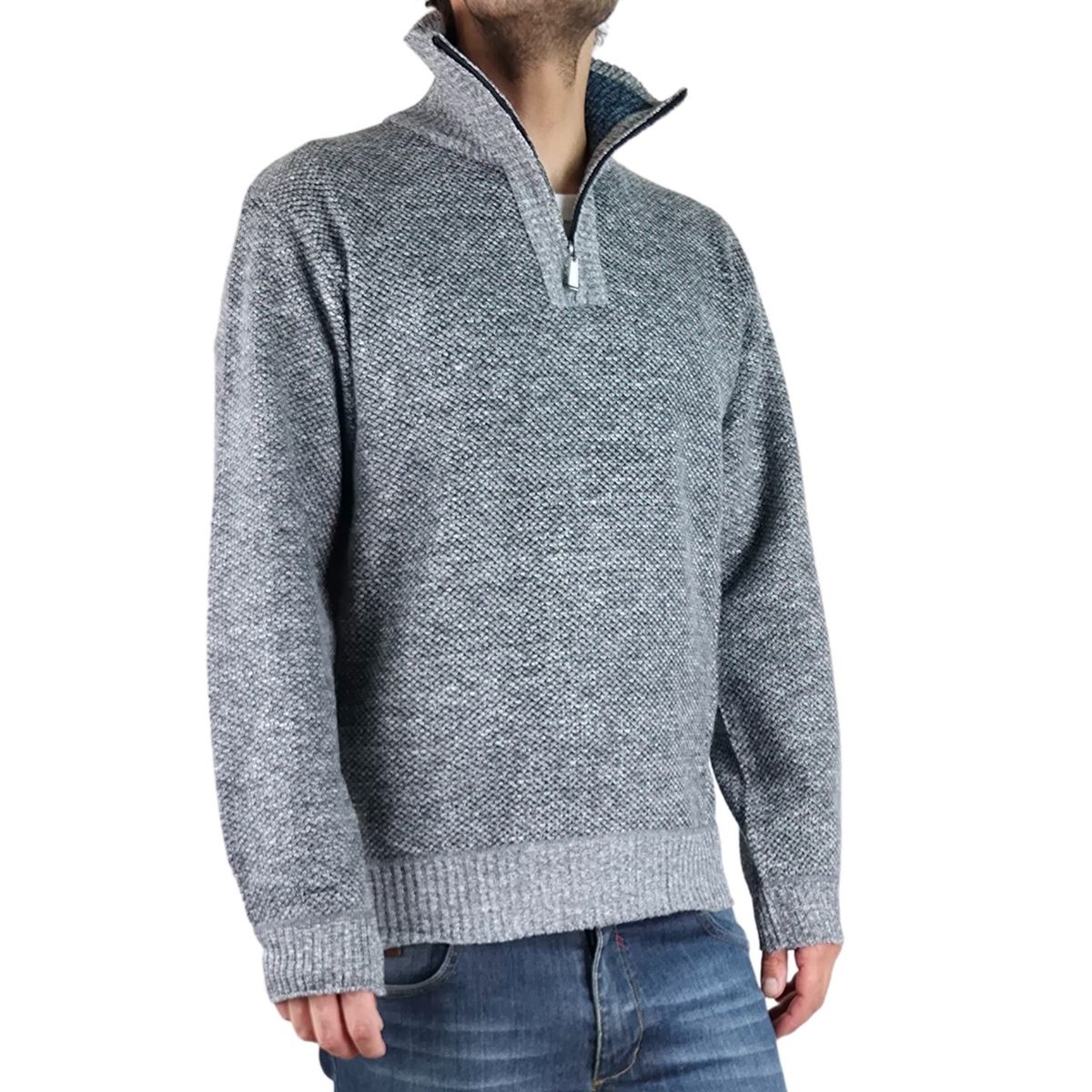 LIKE SHOP - Sweater Frizado Tejido Hombre Cuello Alto Cierre Colores 2092