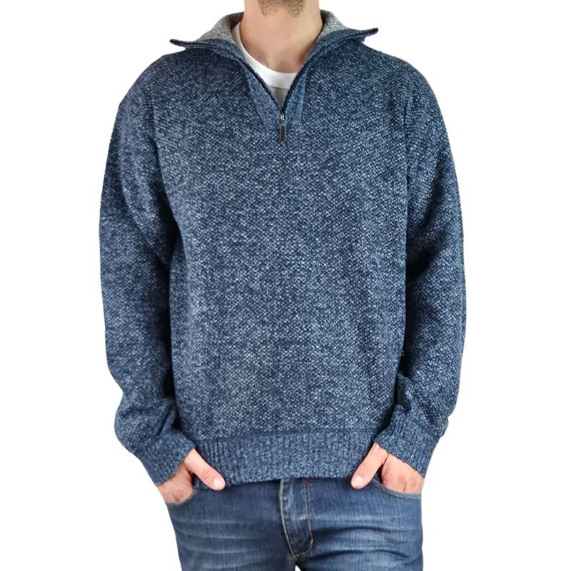 MPROPIA - Sweater Frizado Tejido Hombre Cuello Alto Cierre Colores 2092.
