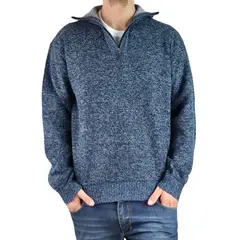 MPROPIA - Sweater Frizado Tejido Hombre Cuello Alto Cierre Colores 2092.