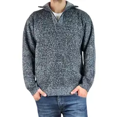 MPROPIA - Sweater Frizado Tejido Hombre Cuello Alto Cierre Colores 2092