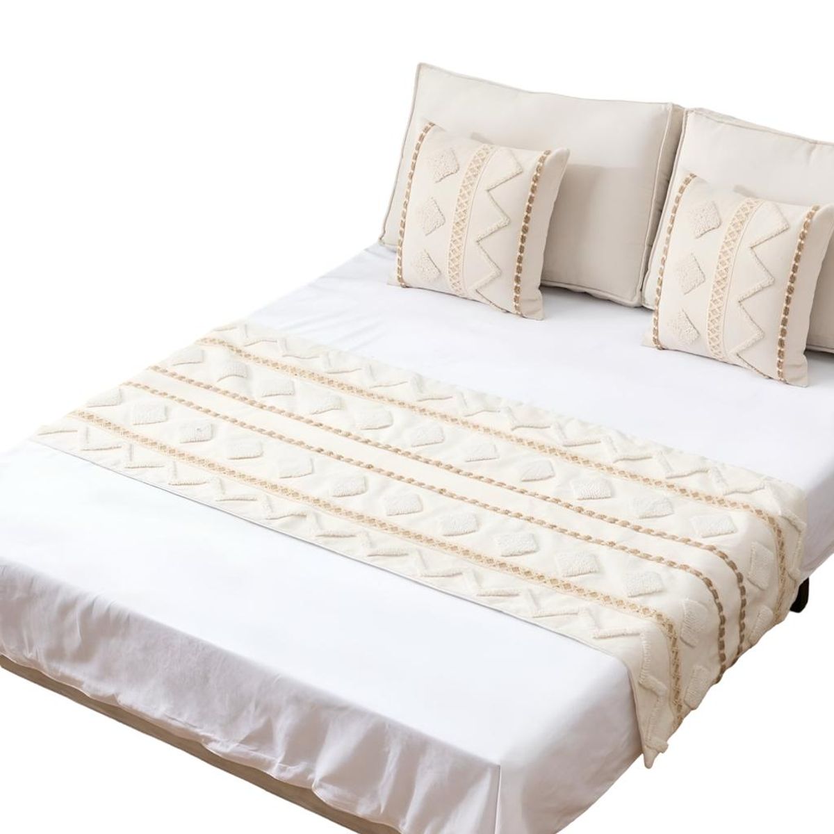 GENERICO - JUEGO DE PIECERA DE CAMA MAS 2 COJIN CON FUNDAS MODELO BOHO