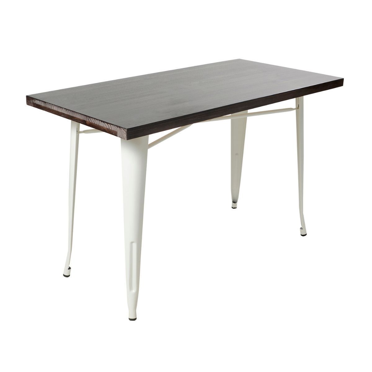 TODODESCUENTO - Mesa Rectangular Tolix 120x60x75 cm Base Madera Oscura- Blanca