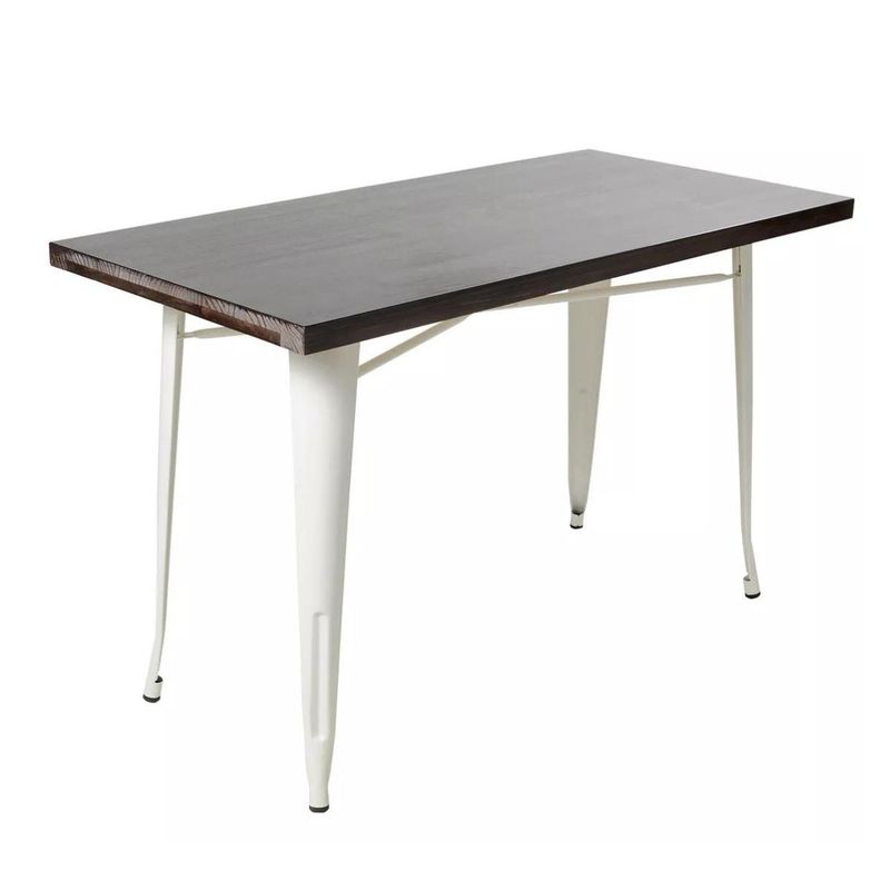 TODODESCUENTO - Mesa Rectangular Tolix 120x60x75 cm Base Madera Oscura- Blanca