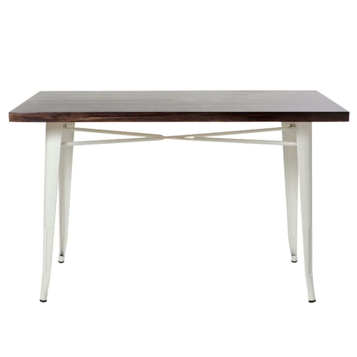TODODESCUENTO - Mesa Rectangular Tolix 120x60x75 cm Base Madera Oscura- Blanca