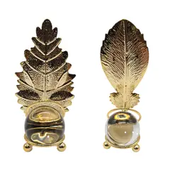 GENERICO - Set 2 Hojas Dorada Con Bola De Cristal Adorno Elegante Mesa