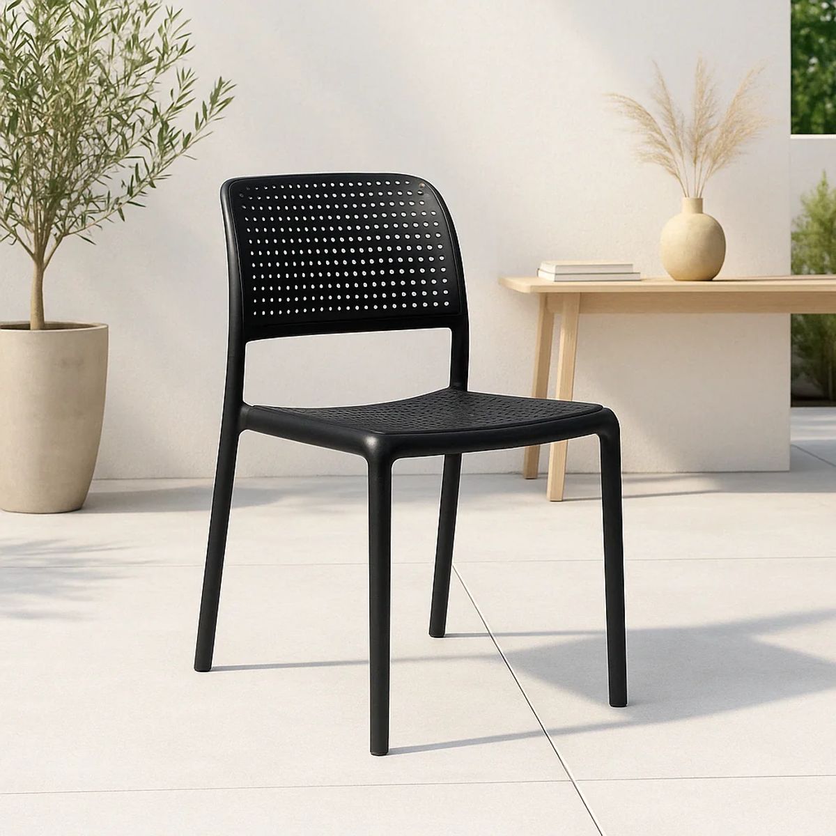 KLIK - Silla de Restaurant Terraza Comedor Hoffman Rattan Enrejada Negro