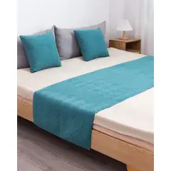 GENERICO - JUEGO DE PIECERA DE CAMA CON 2 FUNDAS MODELO PLUSH TURQUESA
