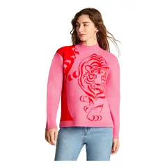 ACUARELA - Sweater Manga Larga Jacquard Estampado Blanco