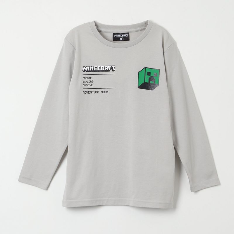 MINECRAFT - Polera Manga Larga Niño Creepers Back Gris Minecraft