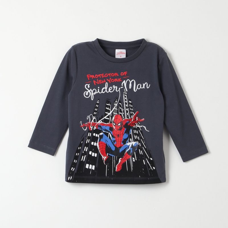 MARVEL - Polera Manga Larga Niño Spiderman Protector Gris Marvel
