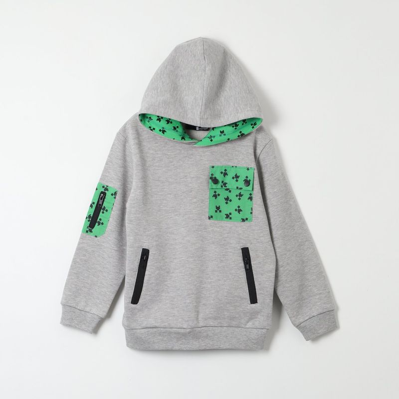 MINECRAFT - Poleron Niño Green Creeper Gris Minecraft