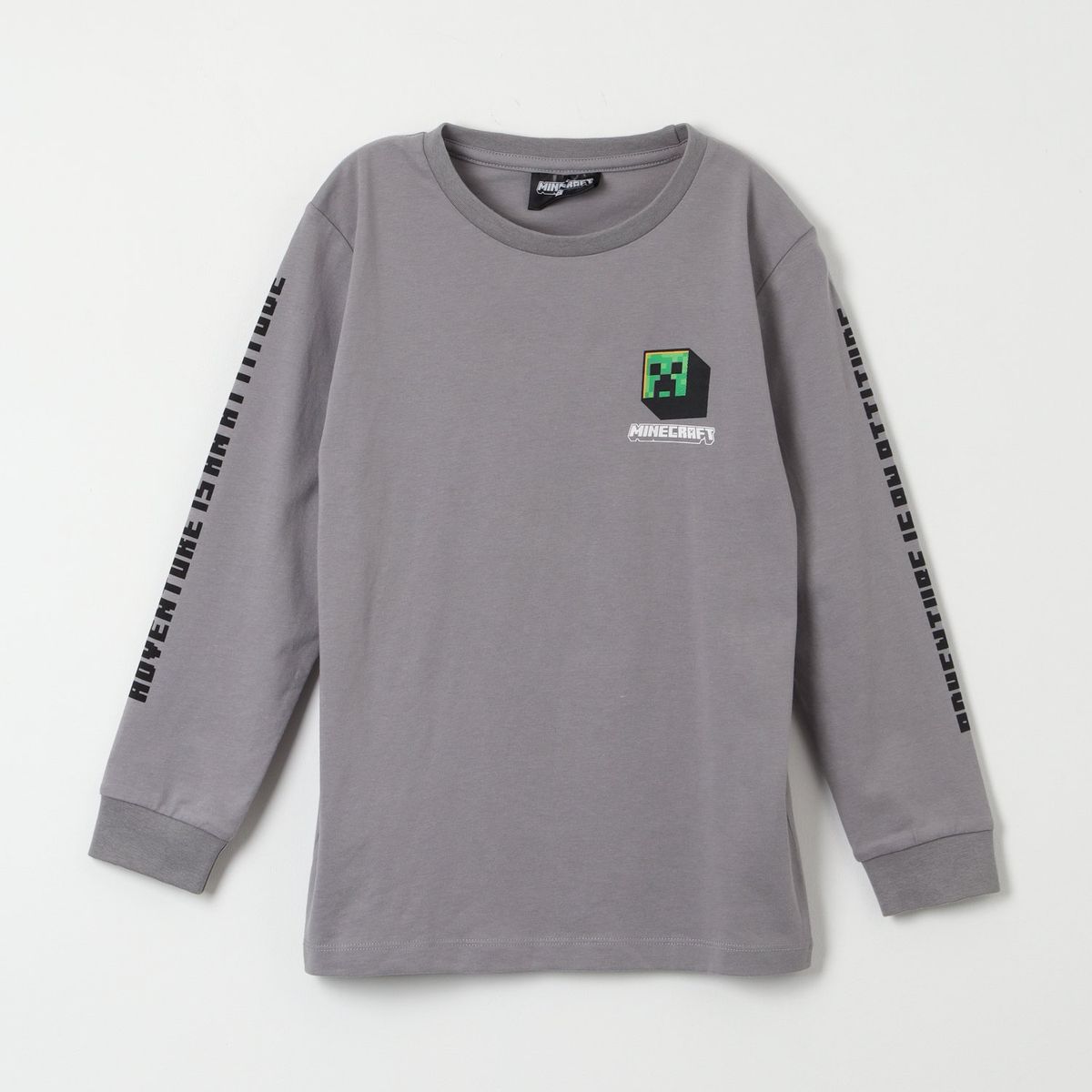 MINECRAFT - Polera Manga Larga Niño Creeper Sss Gris Minecraft