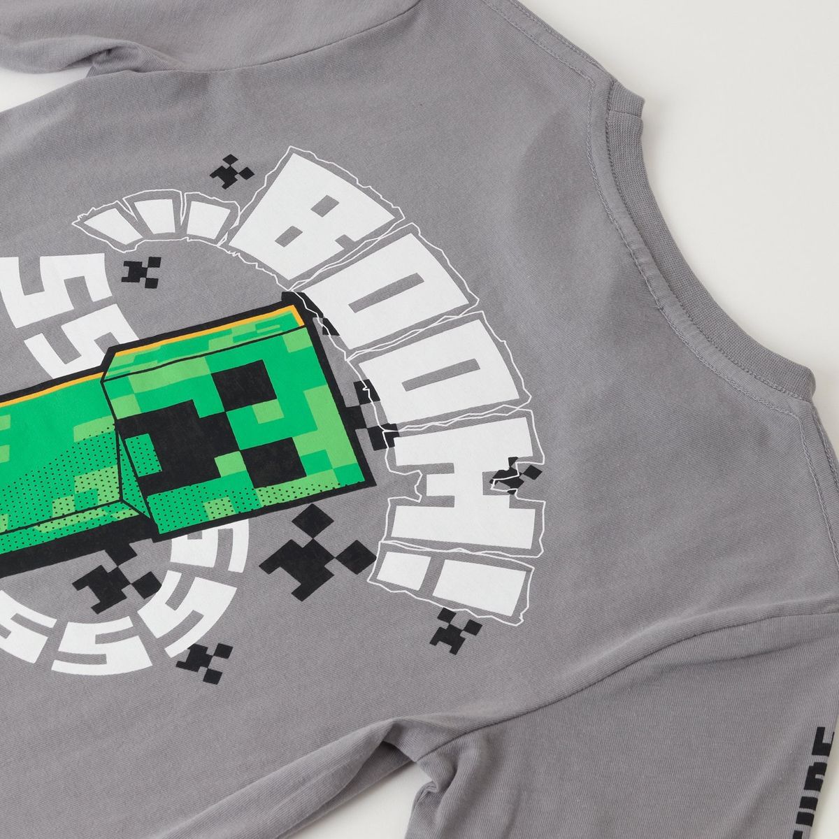 MINECRAFT - Polera Manga Larga Niño Creeper Sss Gris Minecraft